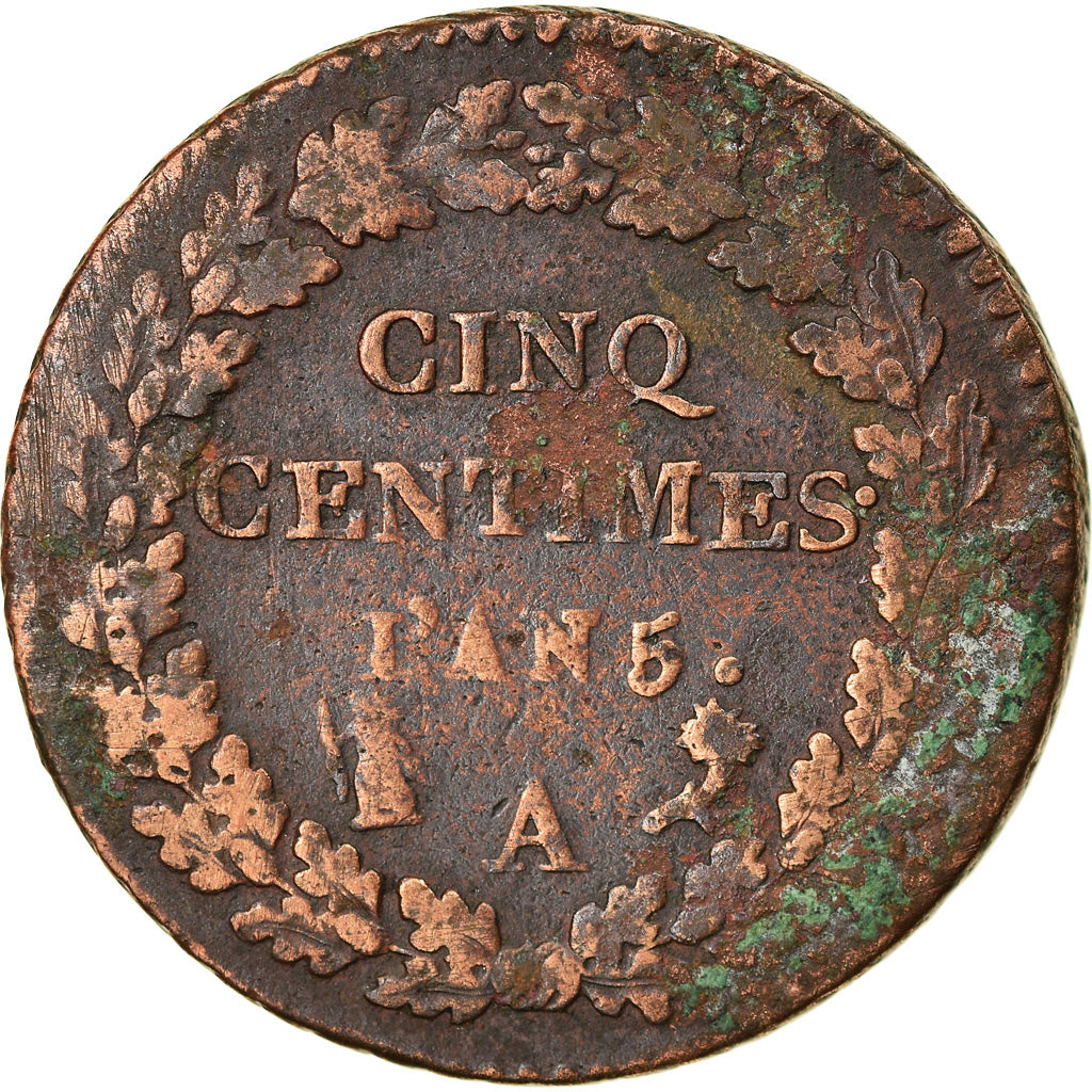 Coin, France, Dupré, 5 Centimes, AN 5, Paris, VF(30-35), Bronze, KM:640.1