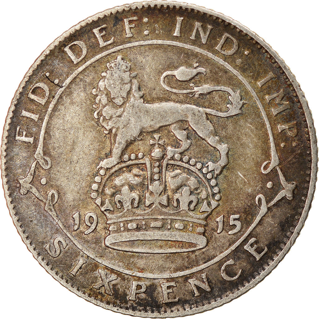 Coin, Great Britain, George V, 6 Pence, 1915, EF(40-45), Silver, KM:815