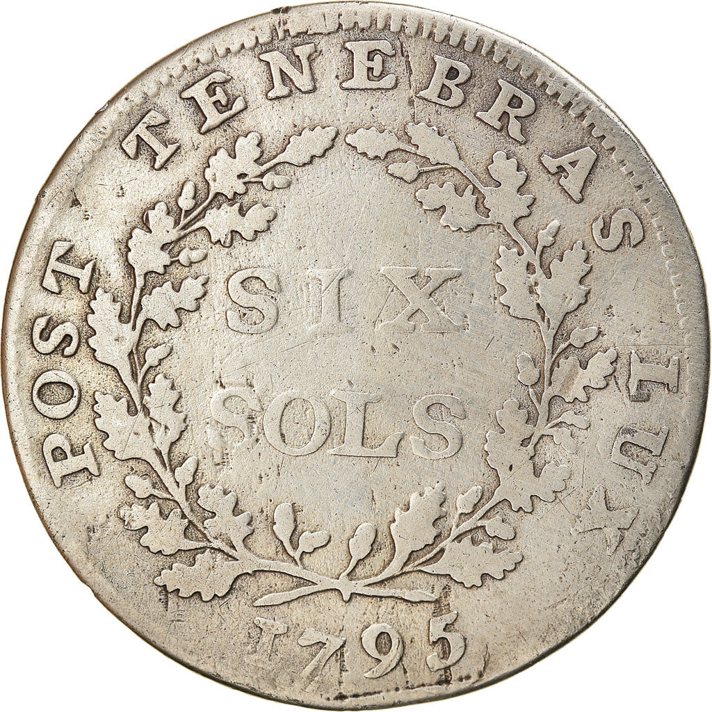 Moneta, CANTONI SVIZZERI, GENEVA, 6 Sols, 1795, Genève, MB+, Rame, KM:109a