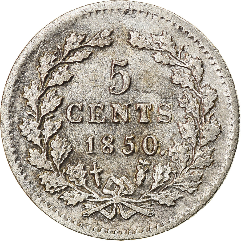 Coin, Netherlands, William III, 5 Cents, 1850, EF(40-45), Silver, KM:91