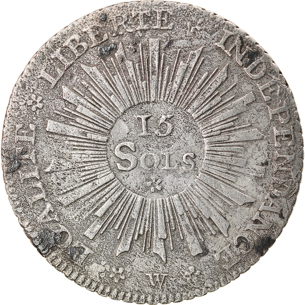Coin, SWISS CANTONS, GENEVA, 15 Sols, 1794, Bern, EF(40-45), Silver, KM:97