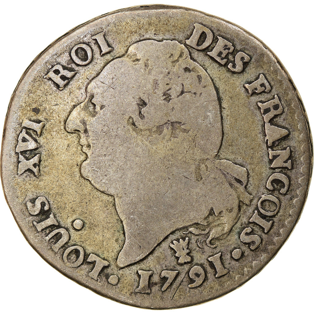 Munten, Frankrijk, Louis XVI, 15 Sols, 1791, Limoges, FR+, Zilver, KM:604.5