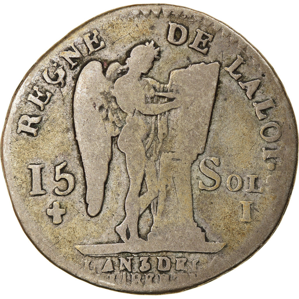 Munten, Frankrijk, Louis XVI, 15 Sols, 1791, Limoges, FR+, Zilver, KM:604.5