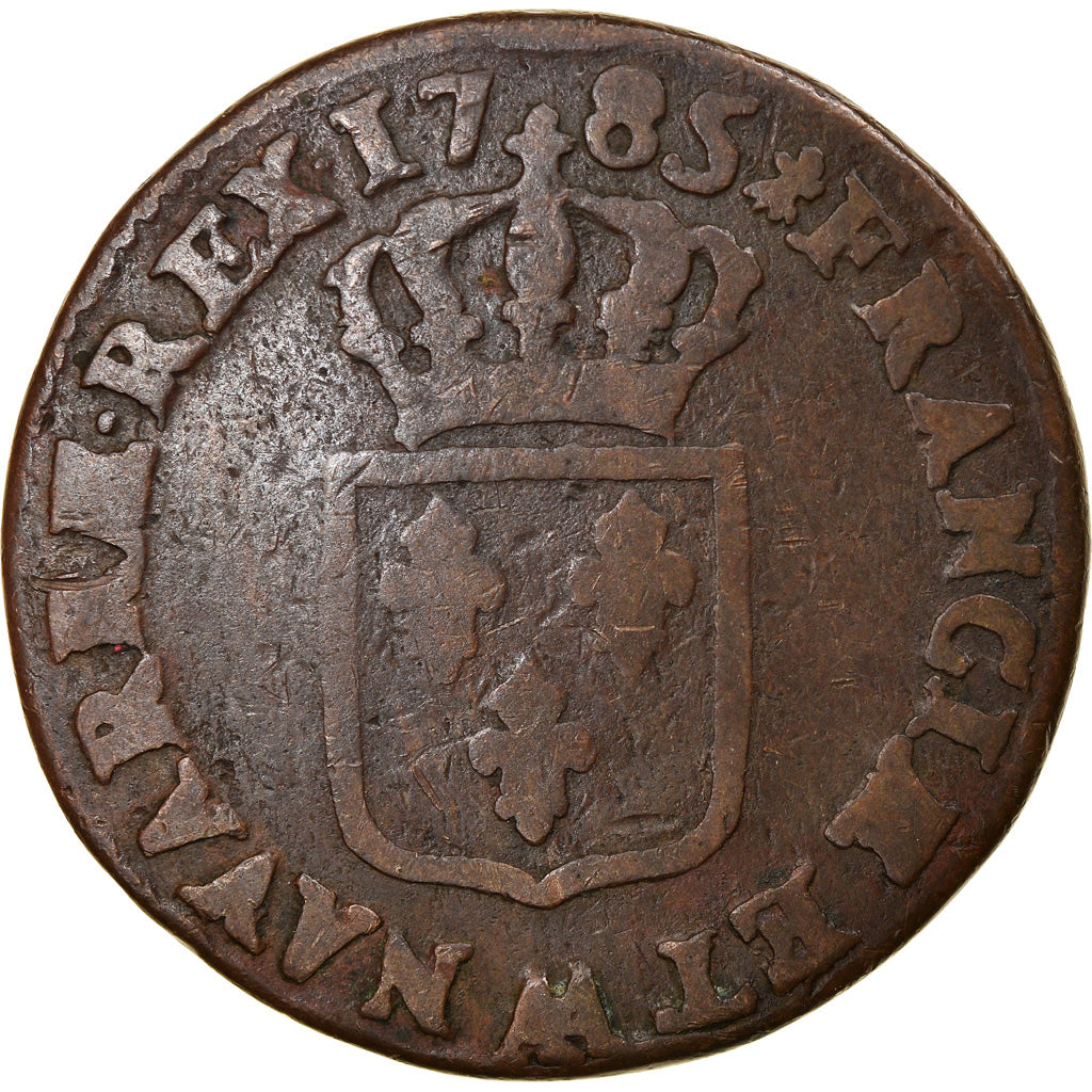 Moneta, Francja, Louis XVI, Sol ou sou, Sol, 1785, Metz, F(12-15), Miedź