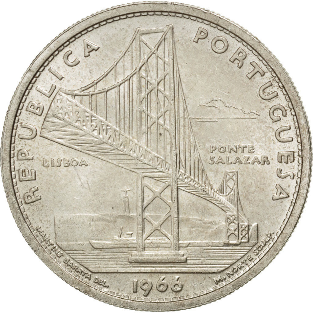 PORTUGAL, 20 Escudos, 1966, Lisbon, KM #592, MS(60-62), Silver, 30, 9.95