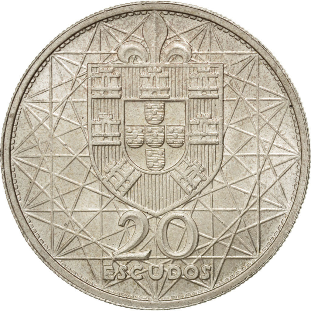 PORTUGAL, 20 Escudos, 1966, Lisbon, KM #592, MS(60-62), Silver, 30, 9.95