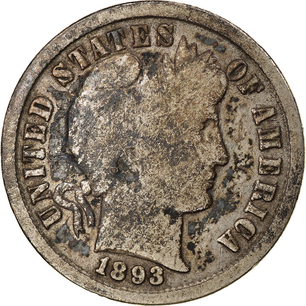 Coin, United States, Barber Dime, Dime, 1893, U.S. Mint, San Francisco