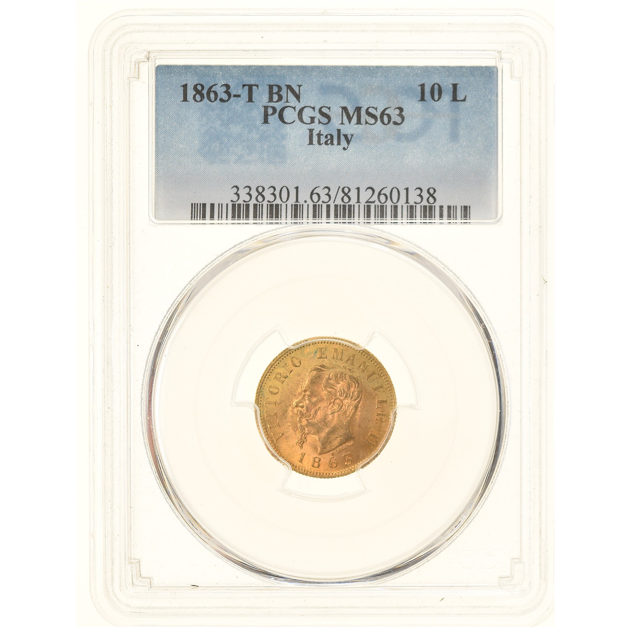 Monnaie, Italie, Vittorio Emanuele II, 10 Lire, 1863, Torino, PCGS, MS63, SPL