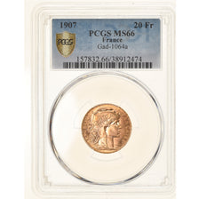 Monnaie, France, Marianne, 20 Francs, 1907, Paris, PCGS, MS66, FDC, Or