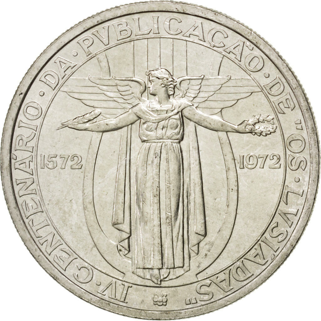 PORTUGAL, 50 Escudos, 1972, KM #602, AU(55-58), Silver, 34.5, 17.73