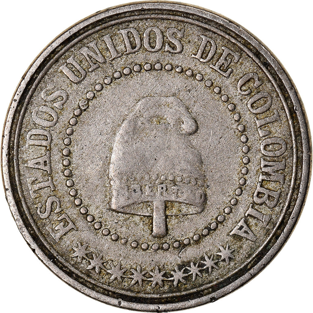 Coin, Colombia, 2-1/2 Centavos, 1881, Scoville Mfg. Co., Waterbury, CT, USA