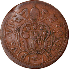 Monnaie, États italiens, PAPAL STATES-BOLOGNA, Pius VI (Sestus), Quattrino