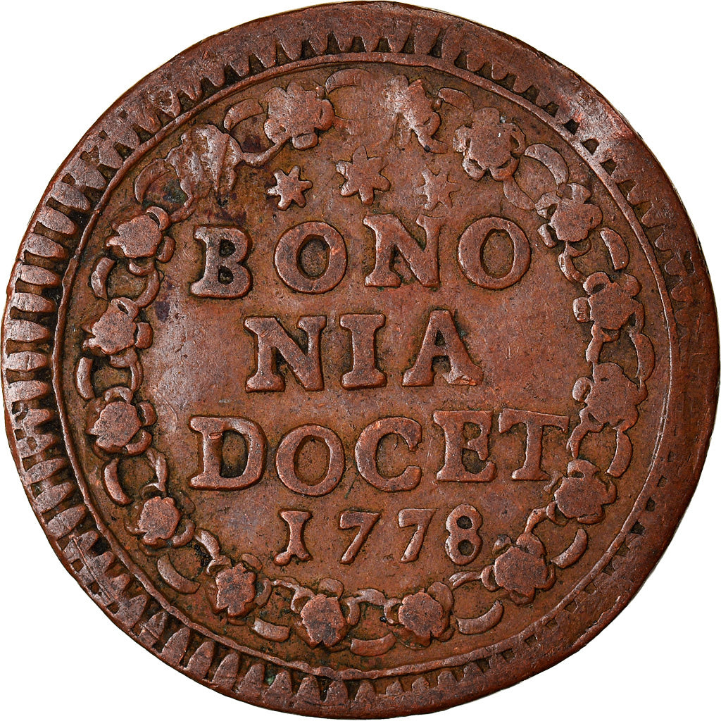 Monnaie, États italiens, PAPAL STATES-BOLOGNA, Pius VI (Sestus), Quattrino