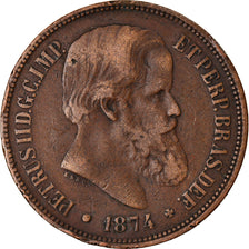 Coin, Brazil, Pedro II, 40 Reis, 1874, VF(30-35), Bronze, KM:479