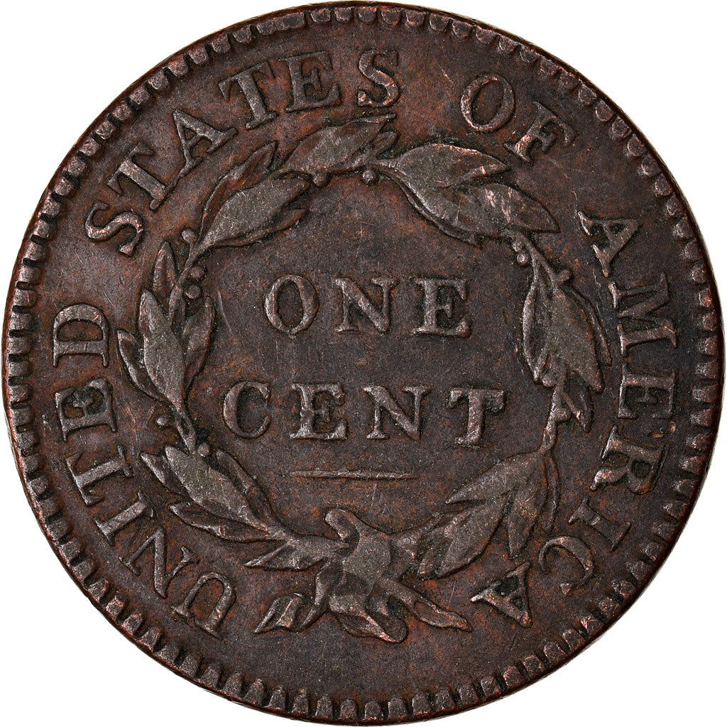 Coin, United States, Coronet Cent, Cent, 1819, U.S. Mint, Philadelphia
