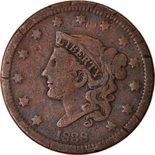 Coin, United States, Coronet Cent, Cent, 1838, U.S. Mint, Philadelphia