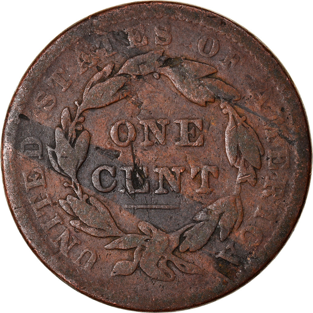Coin, United States, Coronet Cent, Cent, 1838, U.S. Mint, Philadelphia