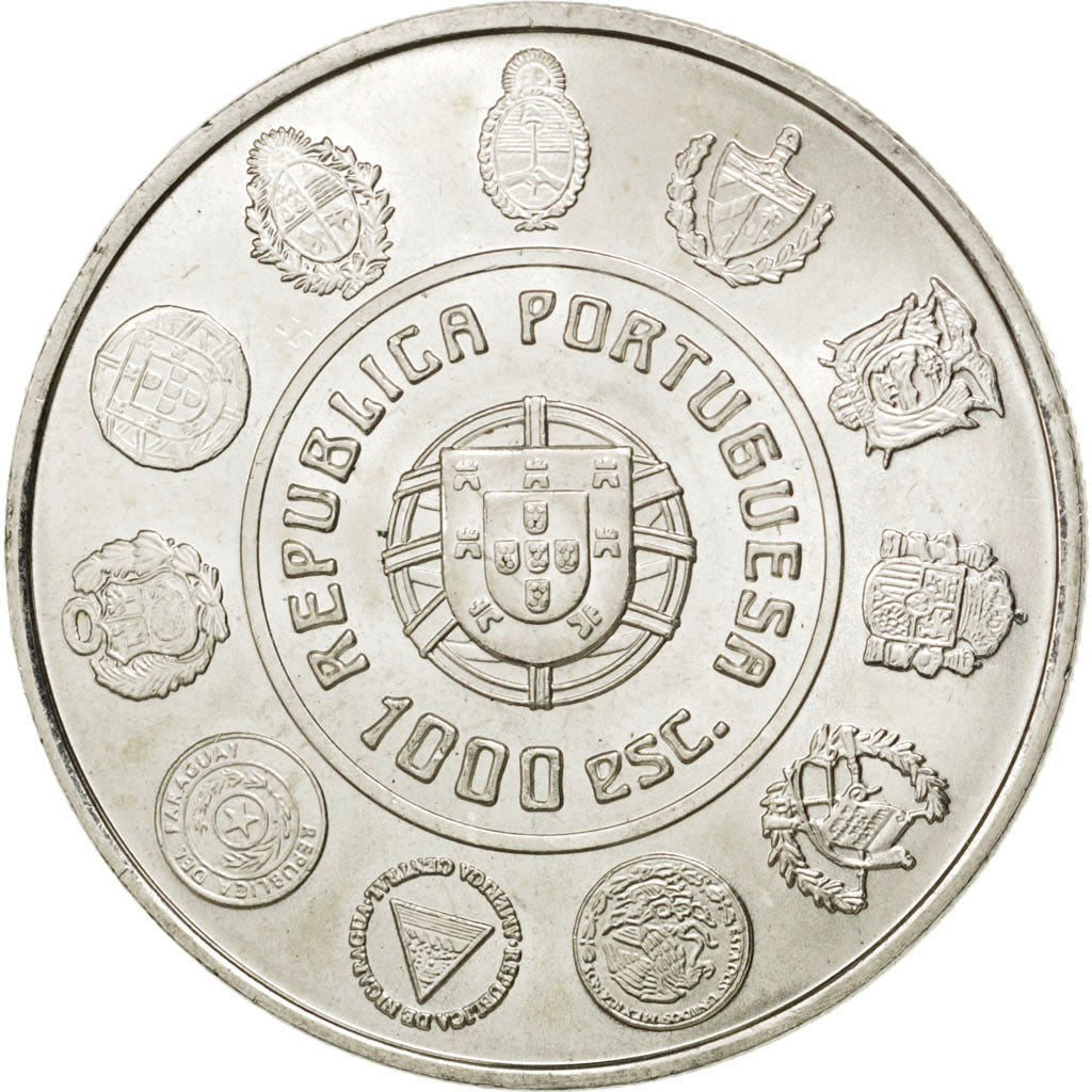 PORTUGAL, 1000 Escudos, 2000, Lisbon, KM #727, MS(63), Silver, 40, 27.07