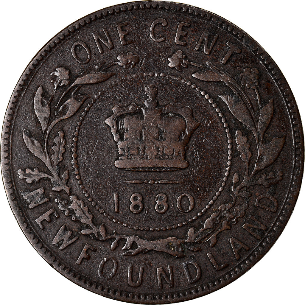 Coin, NEWFOUNDLAND, Large Cent, 1880, Royal Canadian Mint, VF(30-35), Bronze