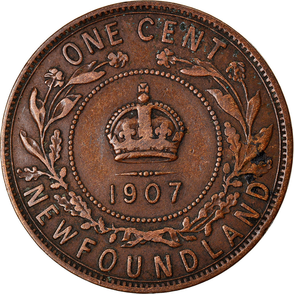 Coin, NEWFOUNDLAND, Large Cent, 1907, Royal Canadian Mint, VF(30-35), Bronze