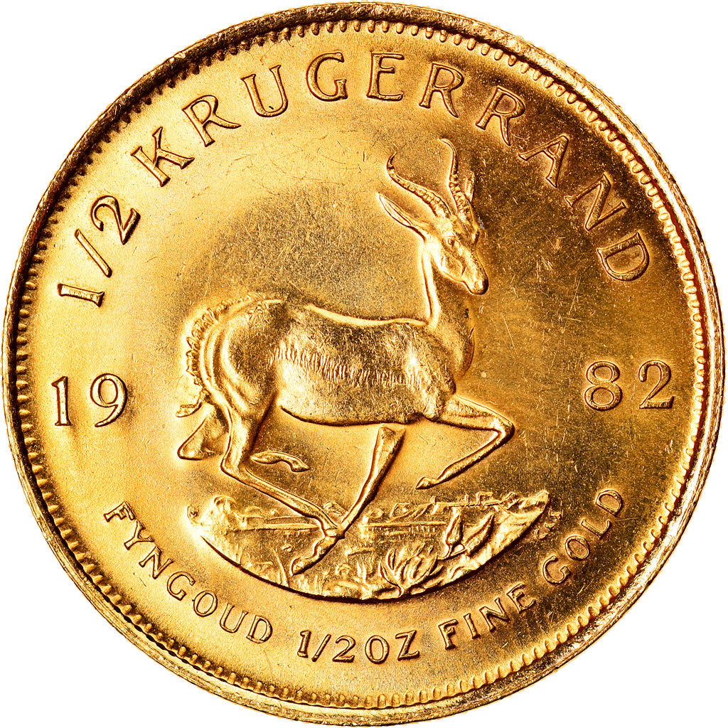 Moeda, África do Sul, 1/2 Krugerrand, 1982, MS(63), Dourado, KM:107