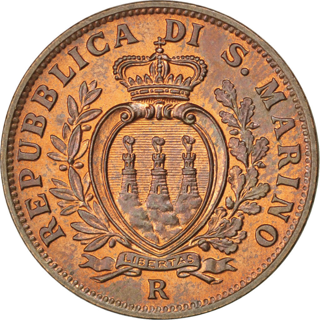 SAN MARINO, 10 Centesimi, 1938, Rome, KM #13, MS(63), Bronze, 22.5, 5.40
