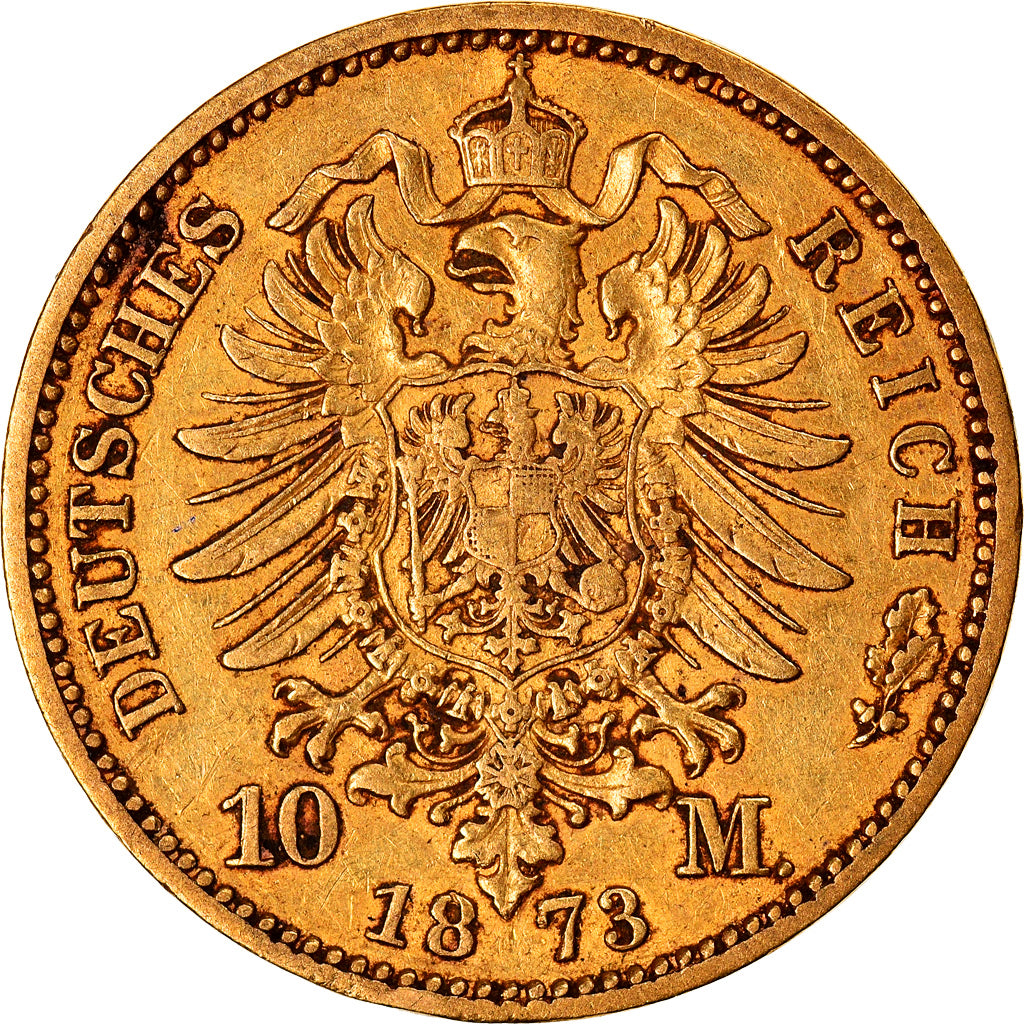 Coin, German States, PRUSSIA, Wilhelm I, 10 Mark, 1873, Berlin, EF(40-45), Gold
