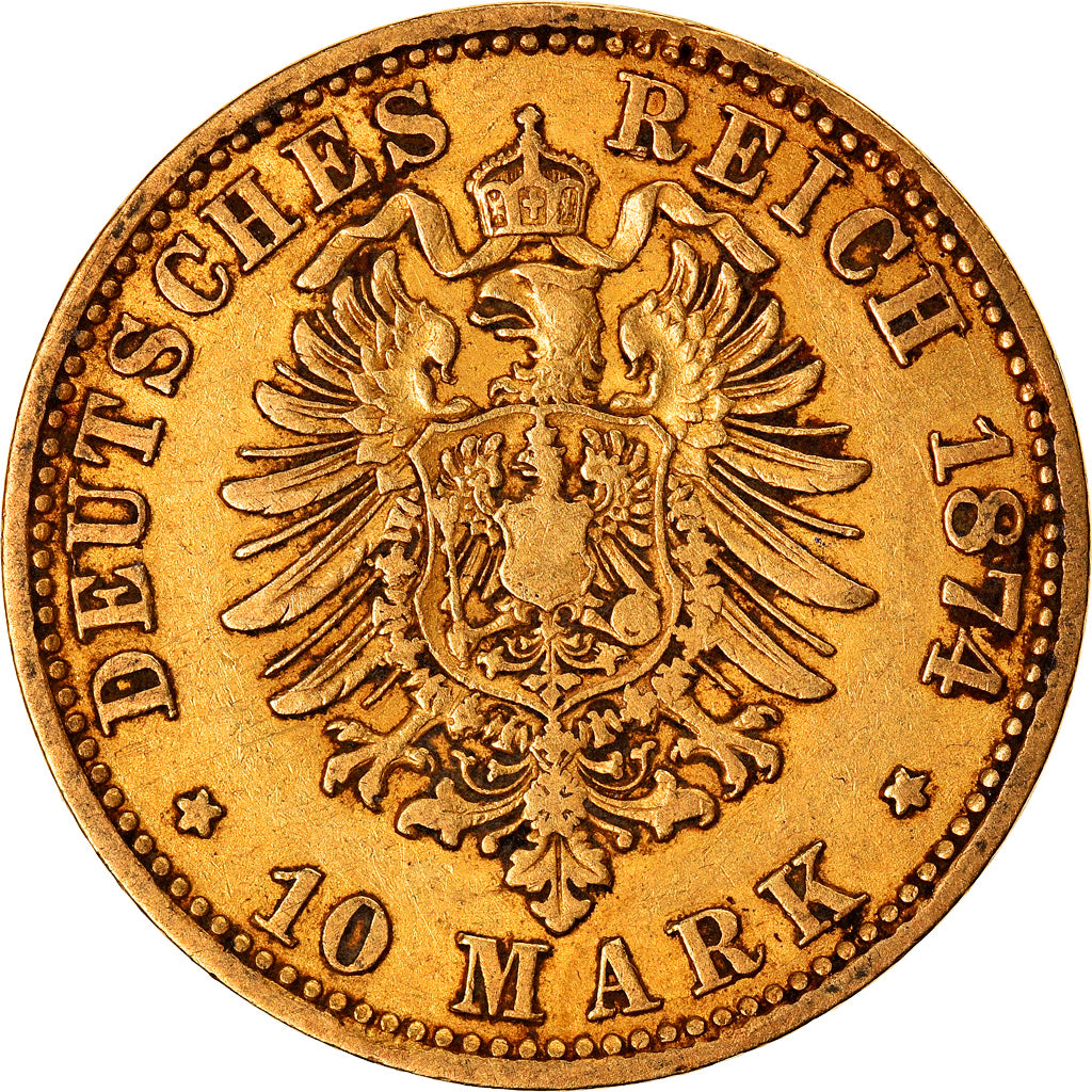 Monnaie, Etats allemands, PRUSSIA, Wilhelm I, 10 Mark, 1874, Berlin, TTB, Or