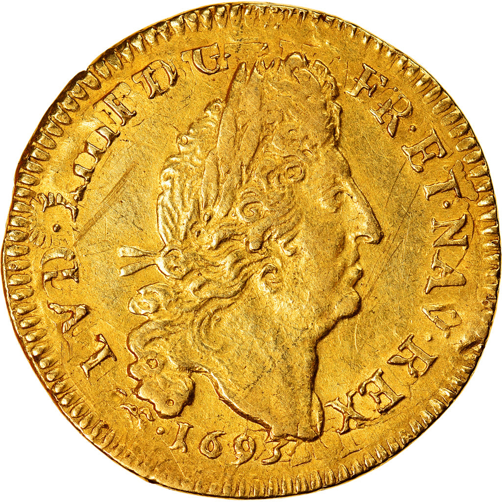 Monnaie, France, Louis XIV, Louis d'or aux 4 L, Louis d'Or, 1693, Lyon, TTB, Or