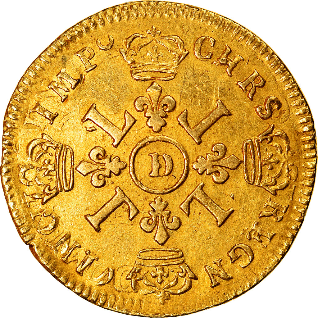 Monnaie, France, Louis XIV, Louis d'or aux 4 L, Louis d'Or, 1693, Lyon, TTB, Or