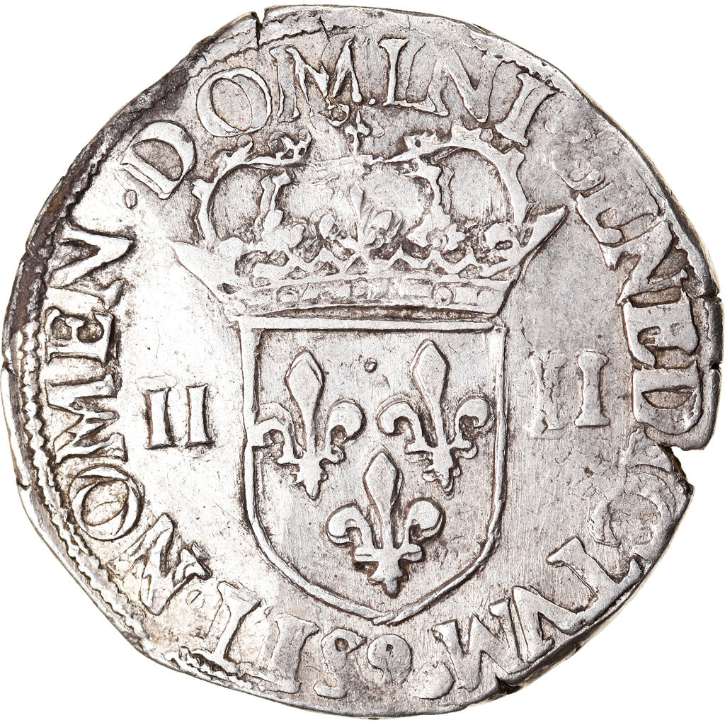 Moneta, Francja, Henri III, 1/4 d'écu à la croix de face, 1587, Rennes