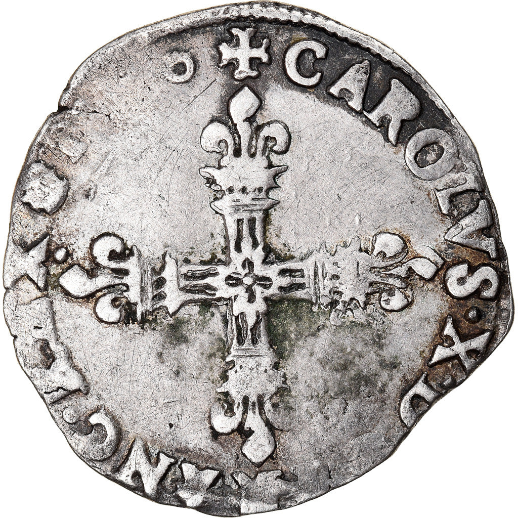 Moneta, Francia, Charles X, 1/8 d'écu à la croix de face, 1590, Paris, MB+