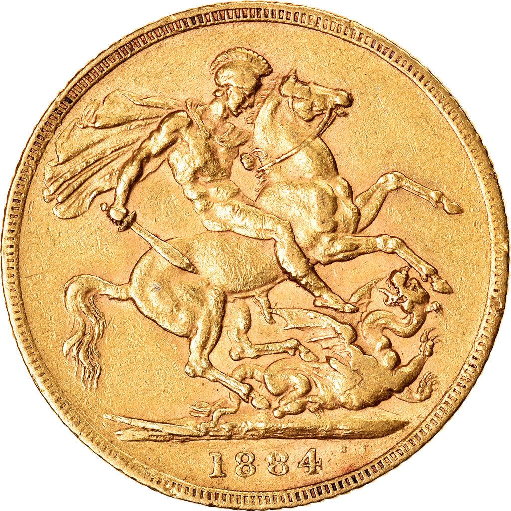 Coin, Great Britain, Victoria, Sovereign, 1884, EF(40-45), Gold, KM:752