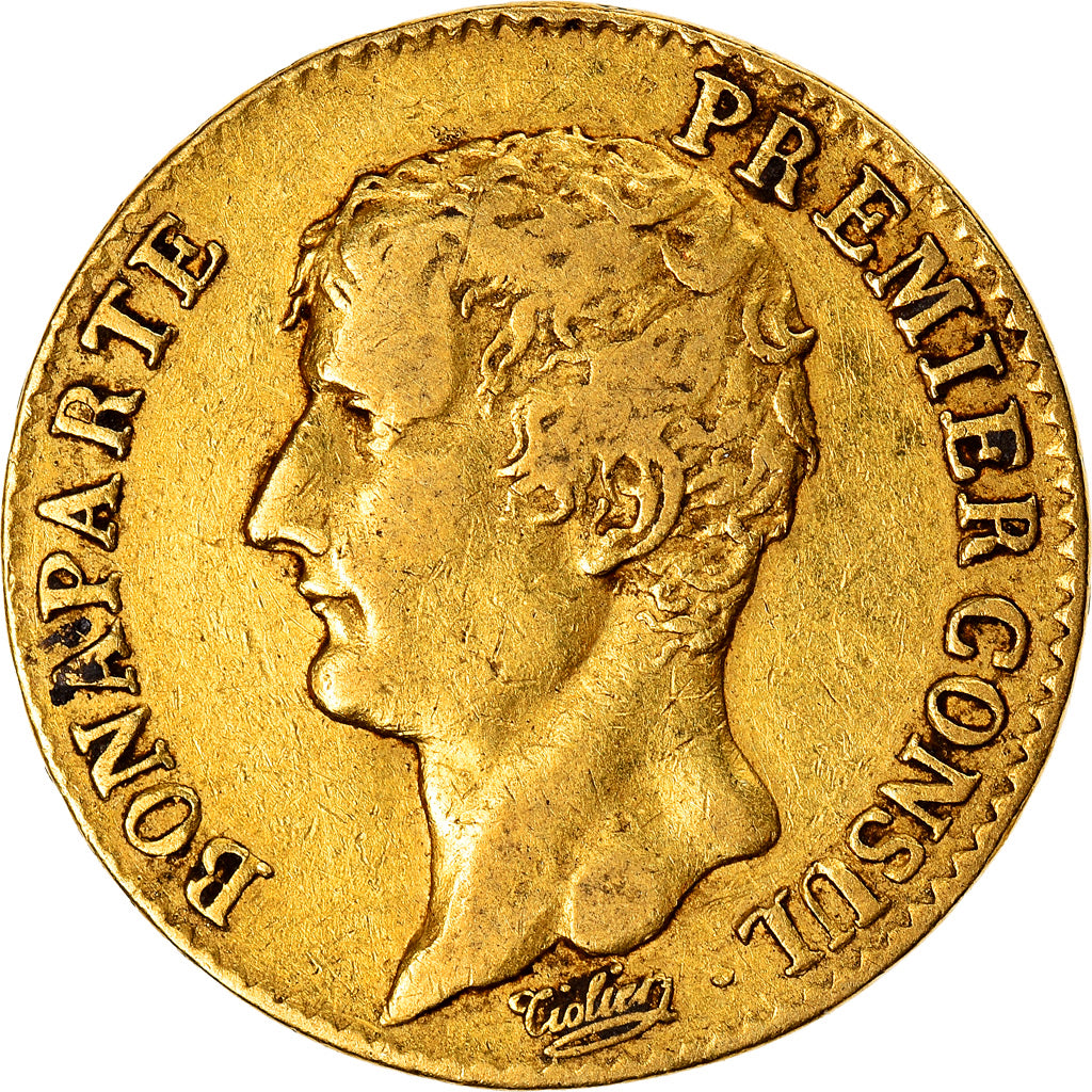 Moeda, França, Napoléon I, 20 Francs, An 12 (1804), Paris, EF(40-45), Dourado