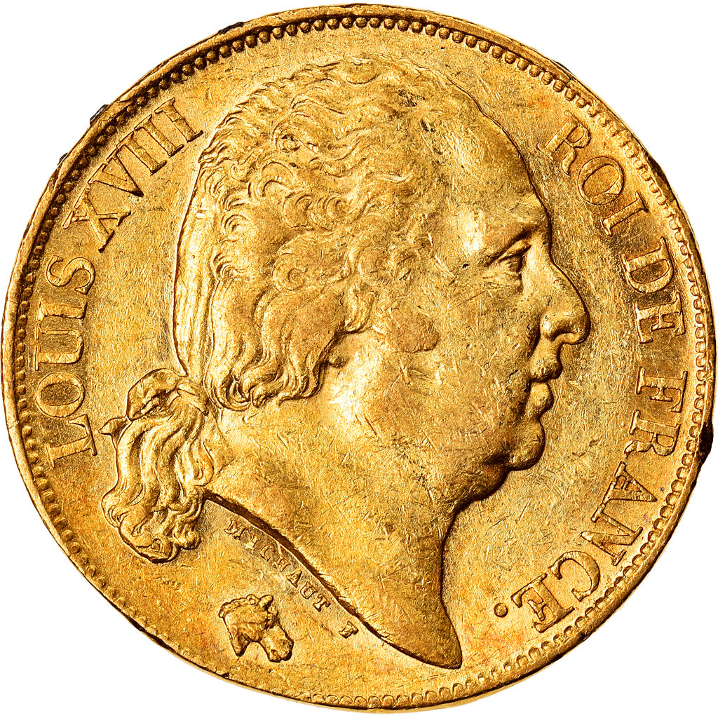 Coin, France, Louis XVIII, 20 Francs, 1817, Paris, AU(50-53), Gold, KM:712.1