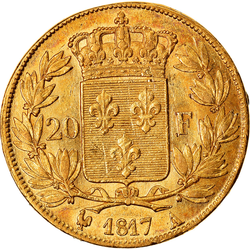 Coin, France, Louis XVIII, 20 Francs, 1817, Paris, AU(50-53), Gold, KM:712.1