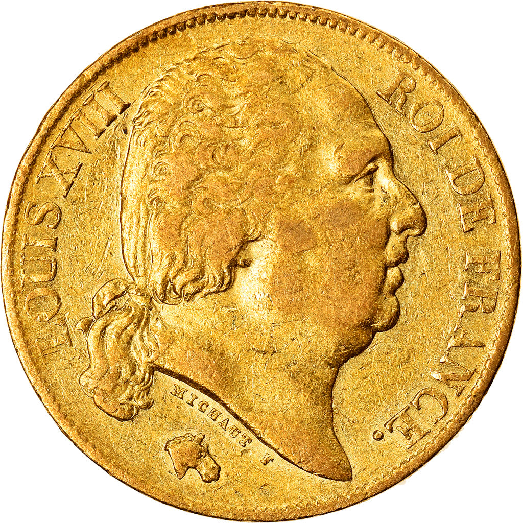 Coin, France, Louis XVIII, Louis XVIII, 20 Francs, 1819, Paris, EF(40-45), Gold