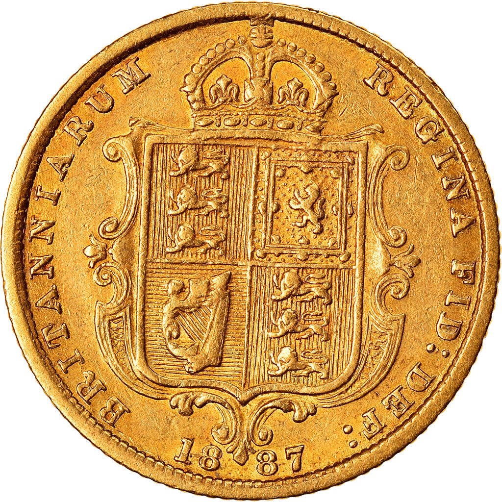 Monnaie, Grande-Bretagne, Victoria, 1/2 Sovereign, 1887, TTB, Or, KM:766