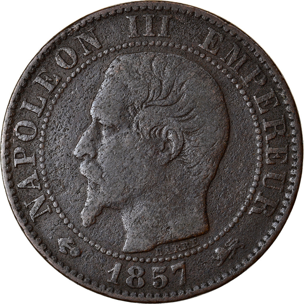 Moneda, Francia, Napoleon III, Napoléon III, 5 Centimes, 1857, Lyon, BC+