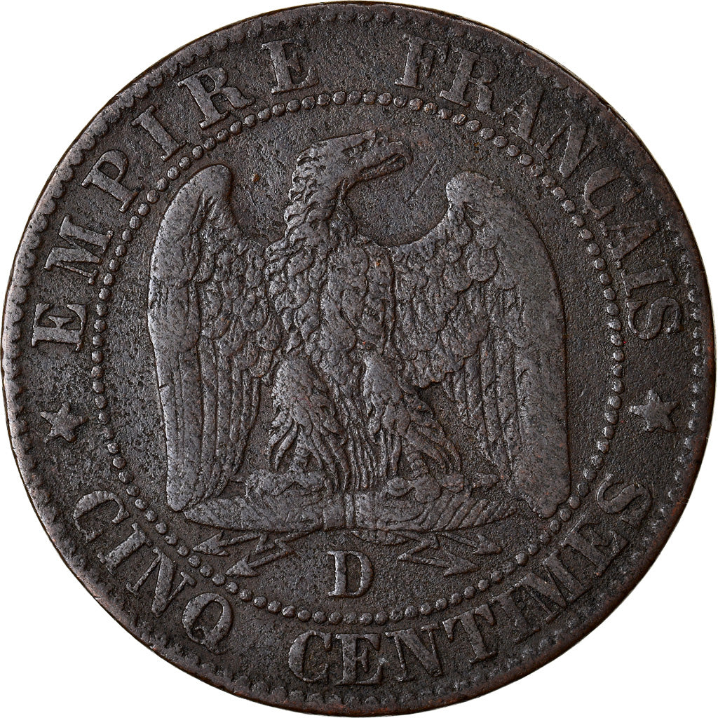Moneda, Francia, Napoleon III, Napoléon III, 5 Centimes, 1857, Lyon, BC+