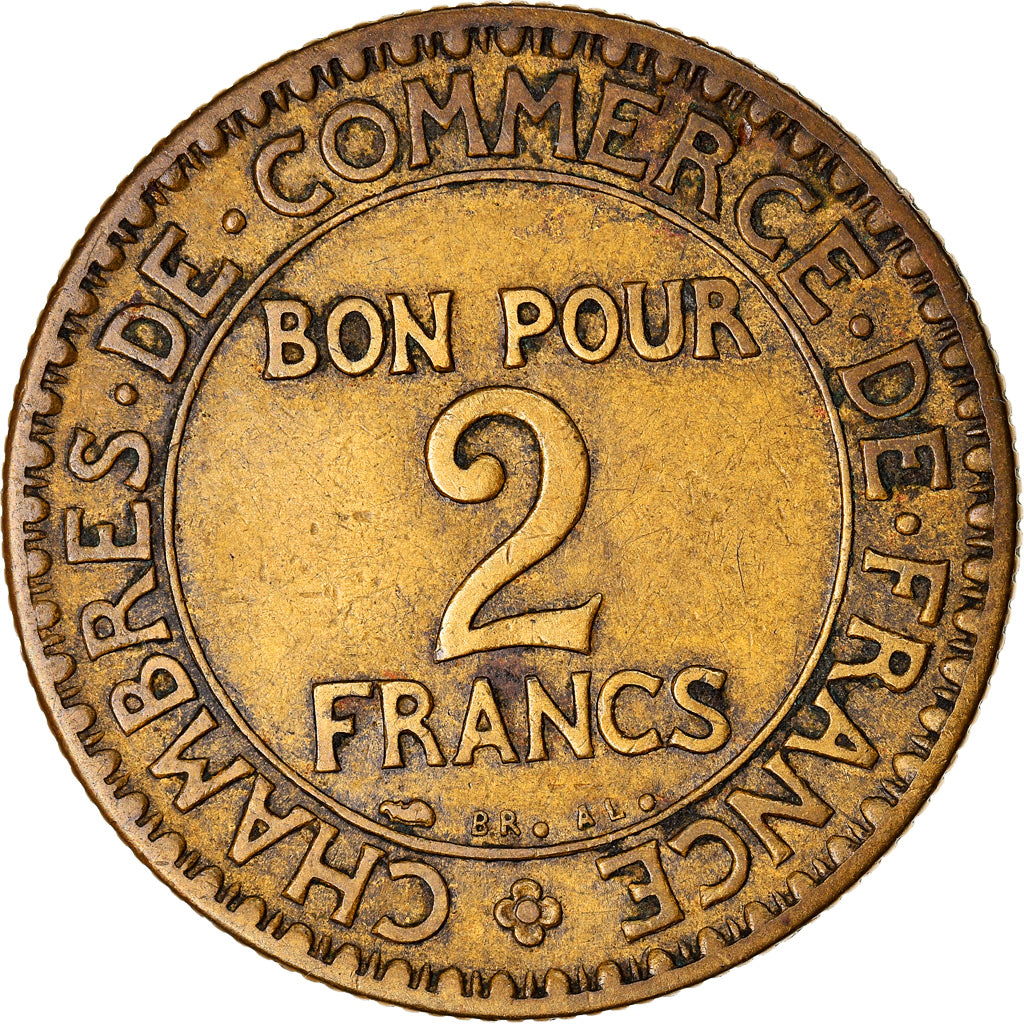 Coin, France, Chambre de commerce, 2 Francs, 1927, Paris, VF(20-25)