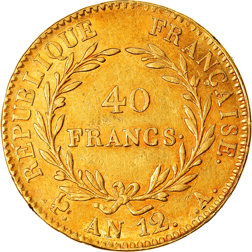 Coin, France, Napoleon I, 40 Francs, An 12 (1804), Paris, AU(50-53), Gold