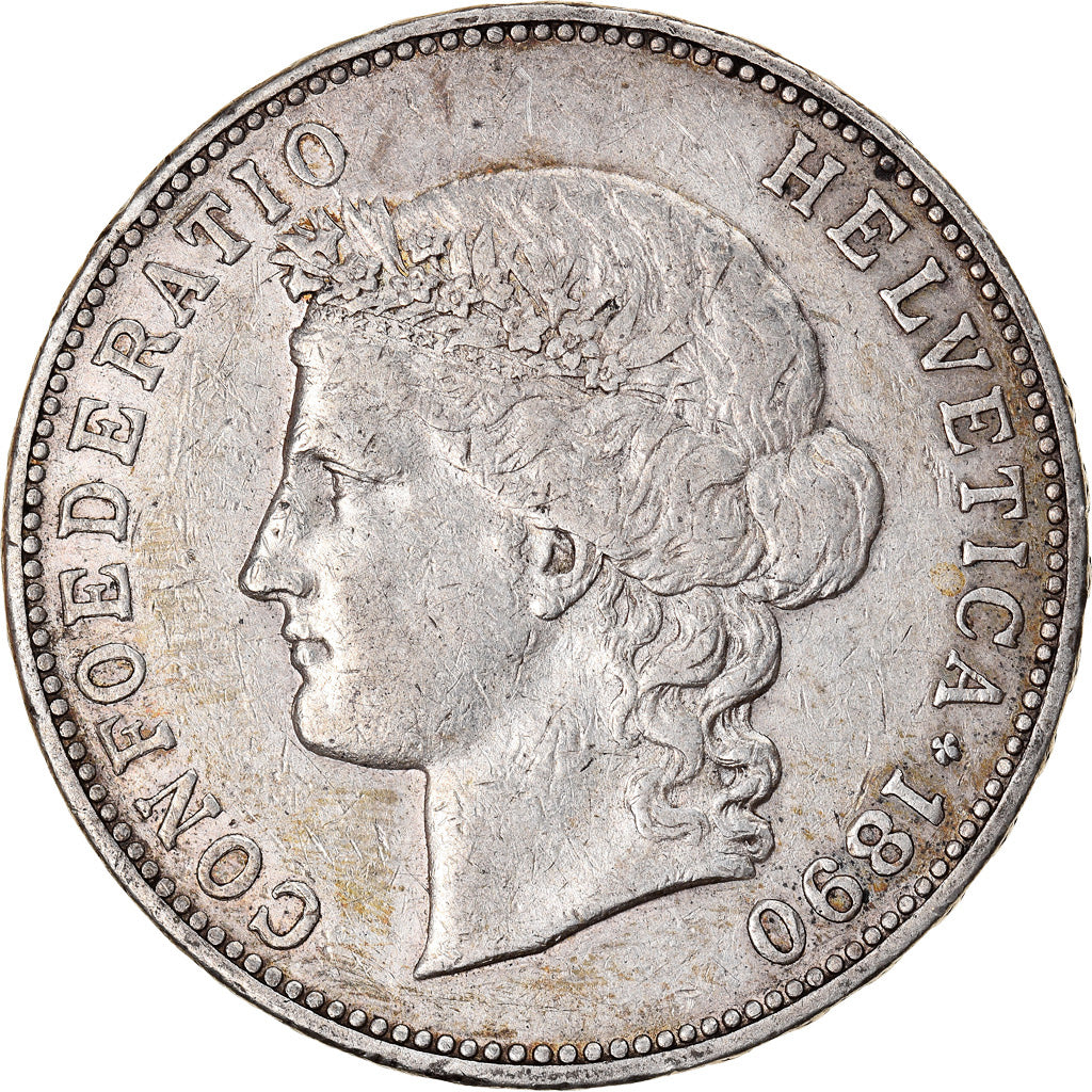 Coin, Switzerland, 5 Francs, 1890, Bern, VF(30-35), Silver, KM:34
