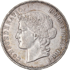 Coin, Switzerland, 5 Francs, 1890, Bern, VF(30-35), Silver, KM:34