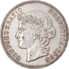Moneta, Szwajcaria, 5 Francs, 1908, Bern, VF(30-35), Srebro, KM:34