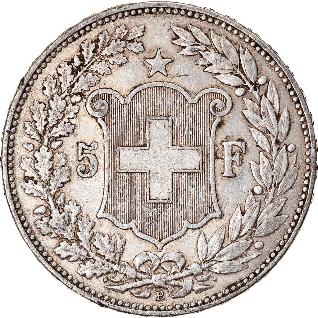 Moneta, Szwajcaria, 5 Francs, 1908, Bern, VF(30-35), Srebro, KM:34