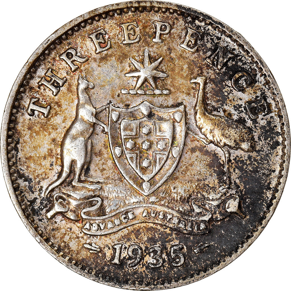 Munten, Australië, George V, Threepence, 1935, ZF, Zilver, KM:24