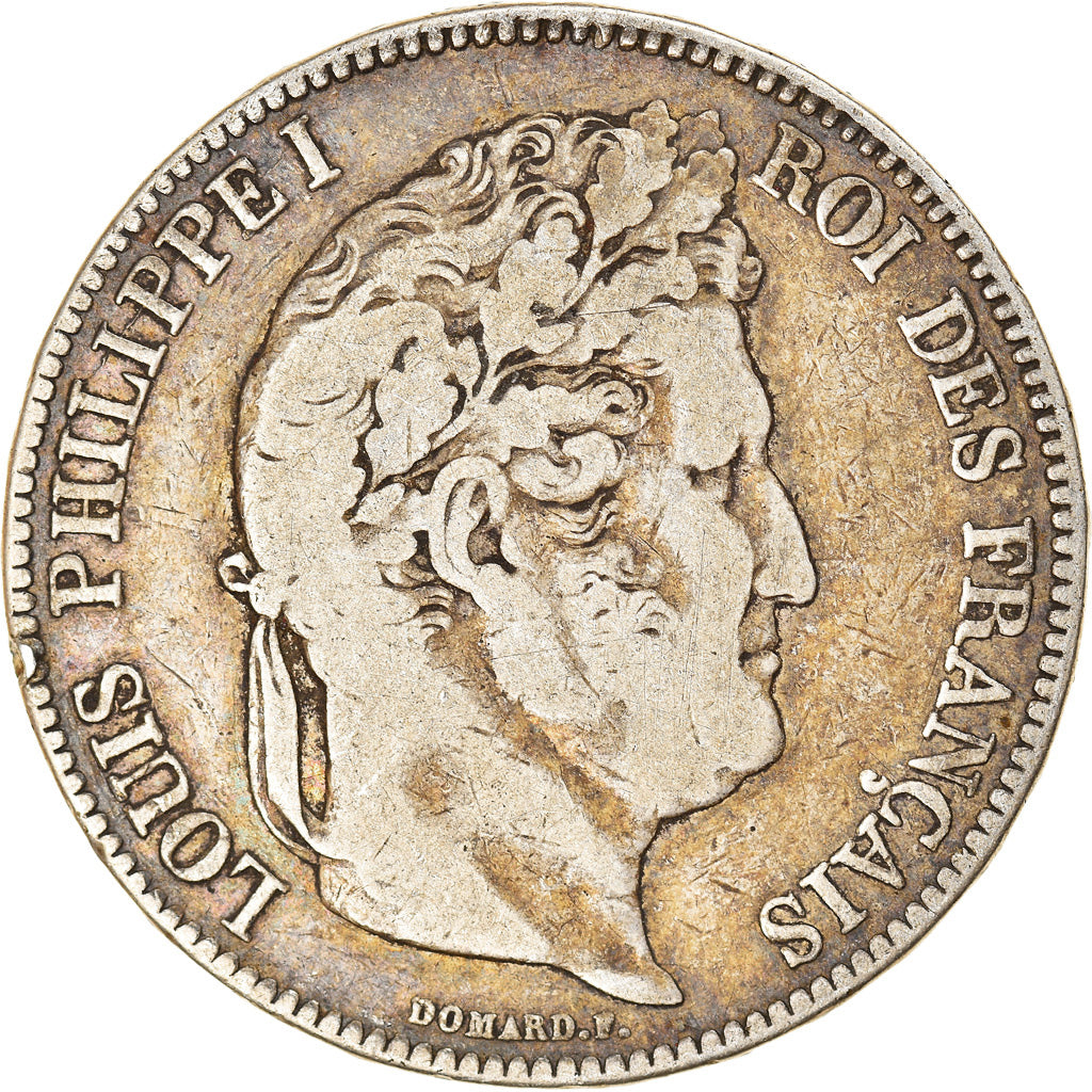 Moneta, Francia, Louis-Philippe, 5 Francs, 1833, Nantes, MB, Argento, KM:749.12