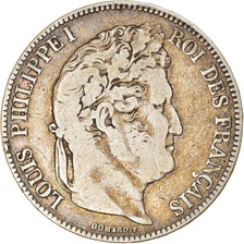 Moneta, Francia, Louis-Philippe, 5 Francs, 1833, Nantes, MB, Argento, KM:749.12