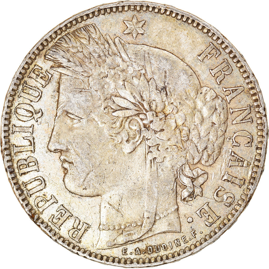 Coin, France, Cérès, 5 Francs, 1871, Bordeaux, VF(30-35), Silver, KM:818.2